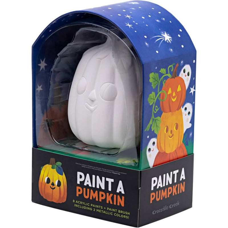 Crocodile Creek Paint a Pumpkin ceramic craft kit in colorful retail packaging.