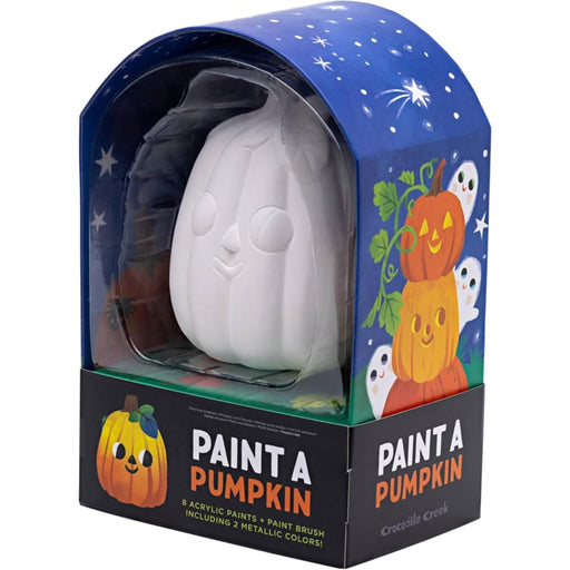 Crocodile Creek Paint a Pumpkin ceramic craft kit in colorful retail packaging.