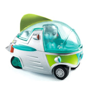DJECO Crazy Cars Visitor X toy spaceship vehicle with transparent dome and green accents