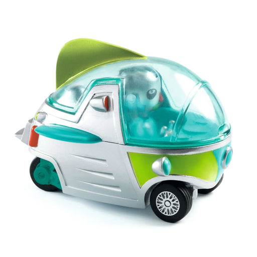 DJECO Crazy Cars Visitor X toy spaceship vehicle with transparent dome and green accents