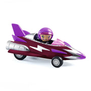 DJECO Crazy Cars purple and burgundy racing car toy with driver figure