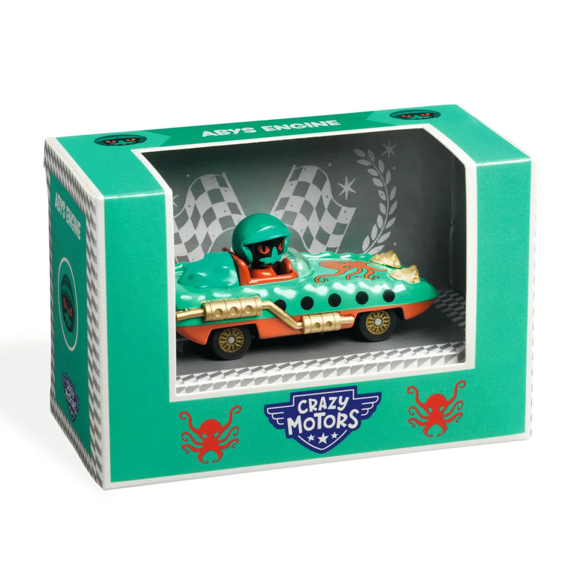 DJECO Crazy Motors Abys Engine green racing car toy in display box