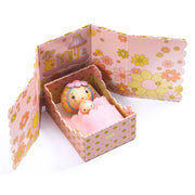 Djeco Tinyly Rose Tinyroom figurine set in floral pink decorative box with room backdrop
