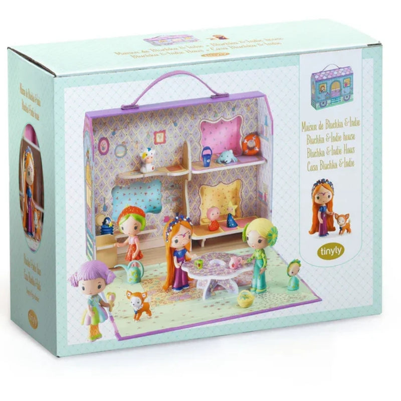 Tinyly toy set in its original packaging, featuring a miniature dollhouse interior with a character and accessories.