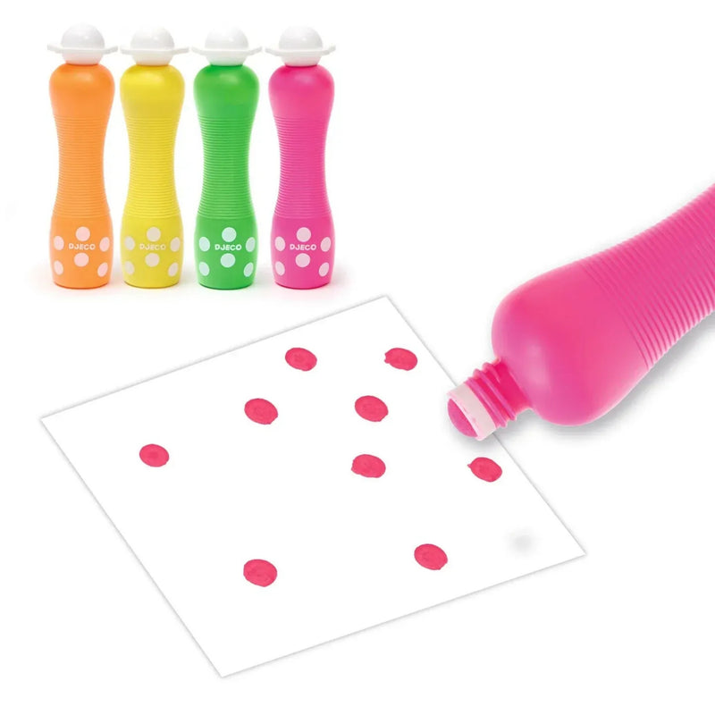 Dot, dab, stamp — then admire the wonderfully bright results. These chunky neon foam markers make bold circles and colorful patterns with a simple press.  