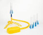 Stomp Rocket JR Glow launcher set with four glow-in-the-dark foam rockets, launch stand and stomp pad.