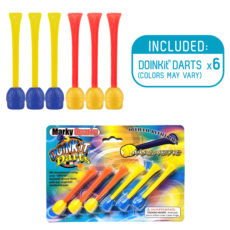 Marky Sparky Doinkit Darts refill pack with 6 colorful magnetic darts in packaging