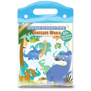 Sticker activity tote with dinosaur designs on a white background