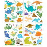 Set of colorful dinosaur stickers on a white background