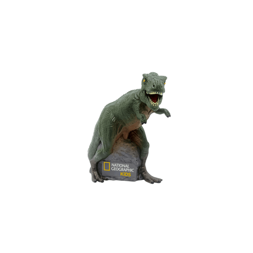 Green T-Rex dinosaur Tonie figurine with National Geographic Kids branding on base