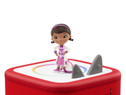 Doc McStuffins Tonie figure on red Toniebox with colorful light display