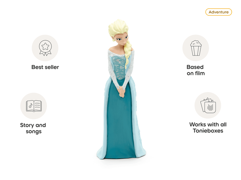 Tonie Disney Frozen Elsa figurine in blue dress with blonde braid on white background