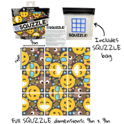 Squzzle Emoji puzzle game showing packaging and colorful emoji-themed puzzle pieces