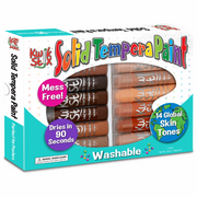 Kwik Stix Solid Tempera Paint set featuring 14 global skin tone colors in washable paint sticks