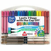 Magic Stix 48-pack markers in clear case with colorful triangular tips