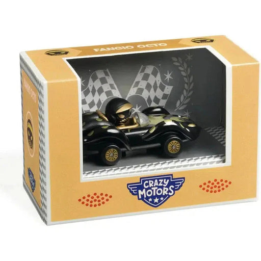 DJECO Crazy Motors Fangio Octo black race car toy in original packaging box