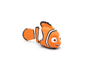 Orange clownfish Nemo Tonie figure on green background with shadow