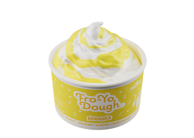 Yellow Fro-Yo Dough pineapple scented fidget dough container with swirled white topping
