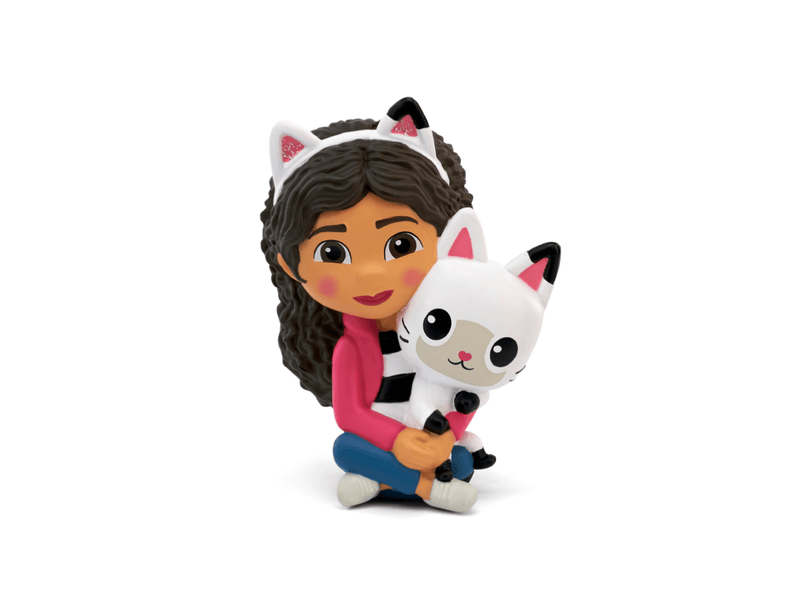 Tonie figurine of girl with dark braids holding white cat with cat ear headband