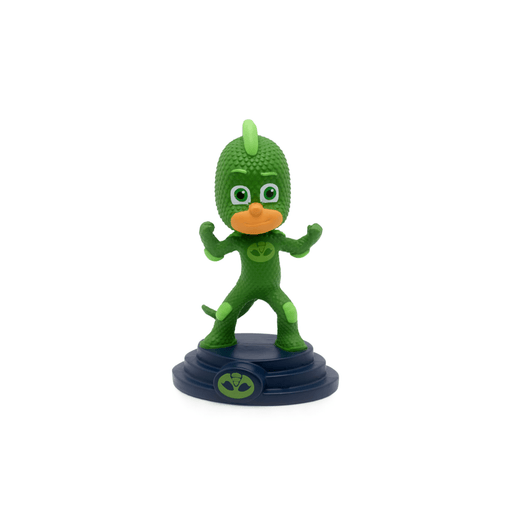 Green Gekko character Tonie figure standing on dark blue base with logo