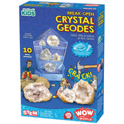 Wonder Kids Break-Open Crystal Geodes educational STEM kit with 10 real geodes and tools