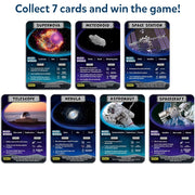 Space-themed cards with images and text on a white background