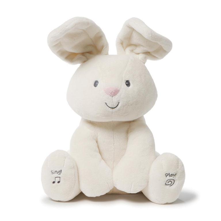 GUND Flora the Bunny animated plush toy with sing and play foot buttons