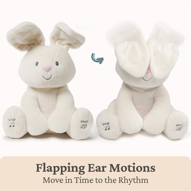 GUND Flora the Bunny demonstrating flapping ear motions for sing and play modes