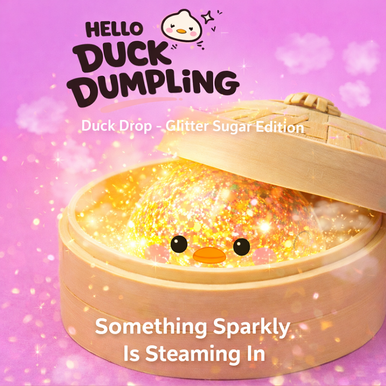 Hello Duck Dumpling glittery gold steamer basket toy with cute duck face