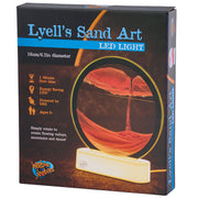 Lyell's Sand Art LED Light product packaging showing illuminated sand art display