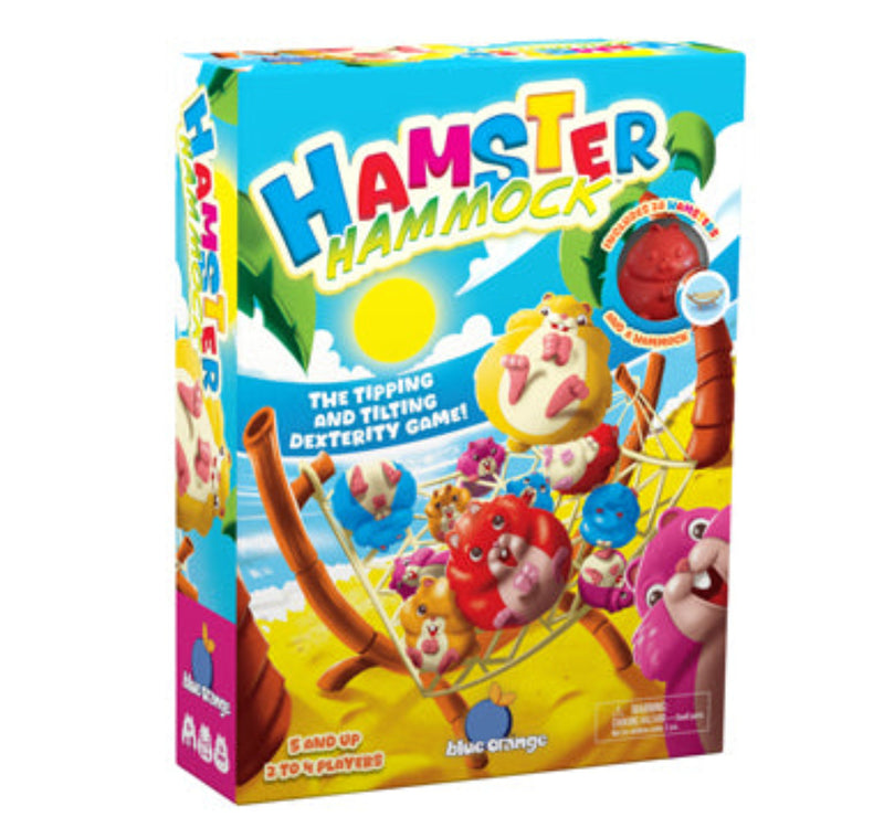 Hamster Hammock board game box by Blue Orange Games showing colorful hamster characters.