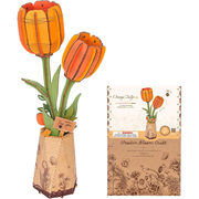 Hands Craft's wooden tulip with packaging on a white background.