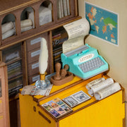 Century Post Office miniature dollhouse scene with typewriter and vintage office accessories