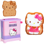 Hello Kitty toy set with a toaster and a slice of bread on a white background