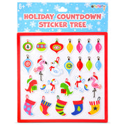 Holiday Countdown Sticker Tree package with Christmas ornaments animals and stockings stickers