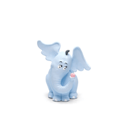Blue elephant Tonie audio character figurine with wings and pink flower on white background