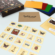 Madam Medora's House of Curiosities mystery game with cards, colored sheets, and welcome note displayed