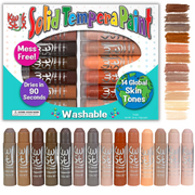 Kwik Stix solid tempera paint set with 14 skin tone colors, mess-free washable paint sticks