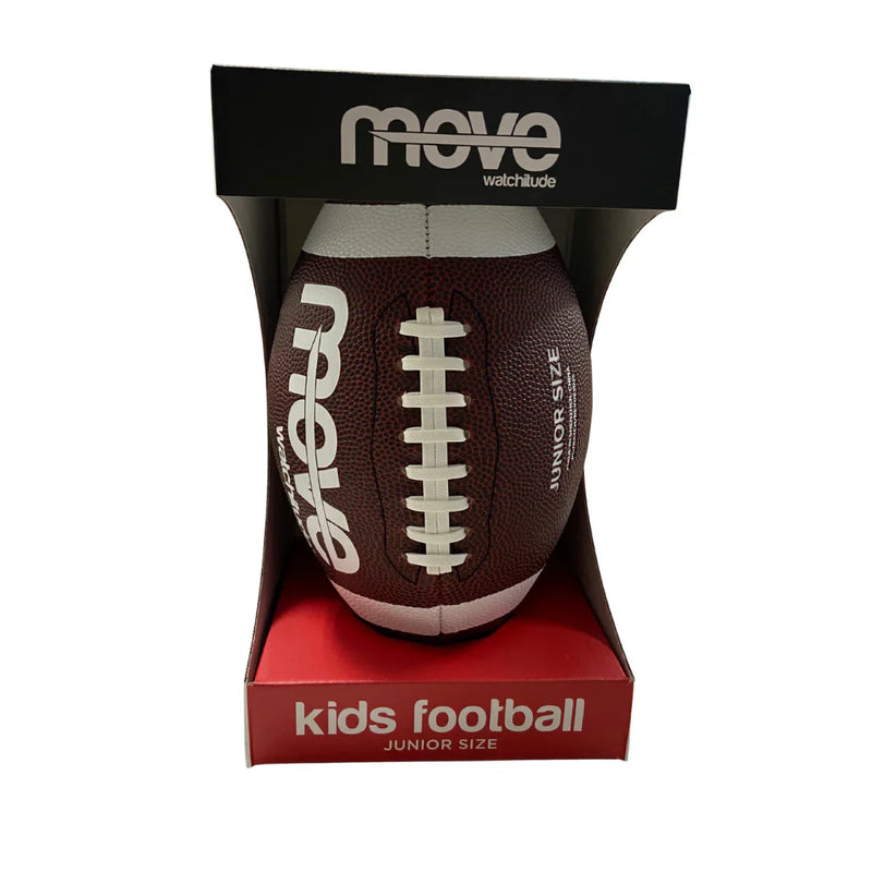 Move Watchitude junior size kids football in brown with white laces in packaging