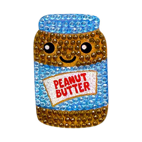 StickerBeans Gems peanut butter jar sticker with rhinestone gems and smiley face