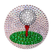 StickerBeans rhinestone gem sticker showing golf ball on tee design with clear crystals