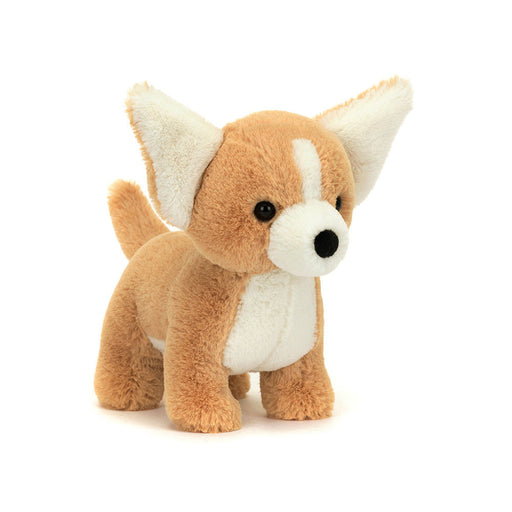 Jellycat Isobel Chihuahua plush toy in orange and white sitting upright