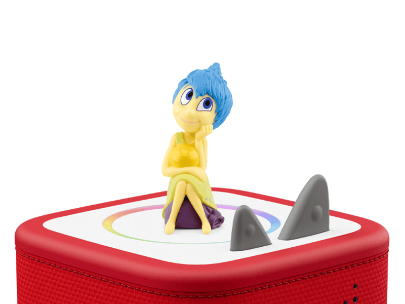 Tonie Disney Inside Out Joy character figure on red Toniebox with memory orbs