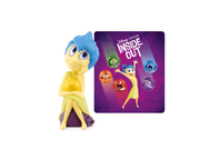 Tonie Disney Inside Out Joy figurine with blue hair and yellow dress next to movie poster
