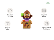 Tonies Daniel Tiger character figurine in purple shirt with cardboard box base showing features