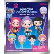 KPOP Demon Hunters figurine blind bag clip packaging with characters and Netflix logo.