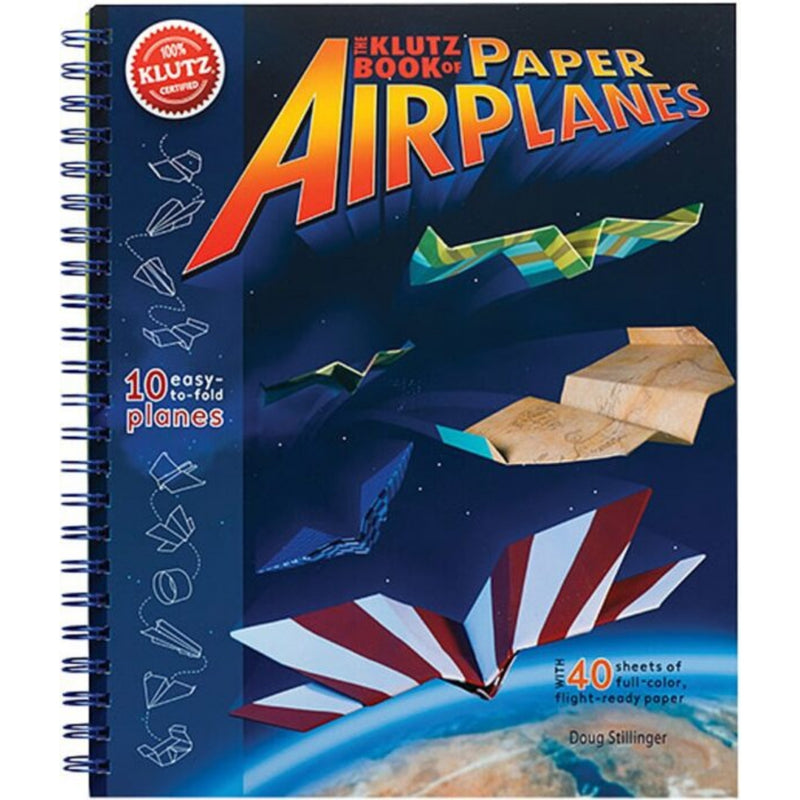 Klutz Book of Paper Airplanes with colorful paper airplanes on a blue cover