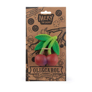 Mery the Cherry natural rubber teething toy by Oli & Carol in retail packaging