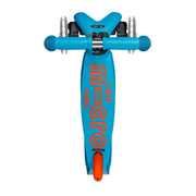 The base plate on a Aqua Blue and Orange Scooter on a whiite background.  