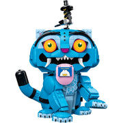 LEGO KPOP Derpy Tiger.  Blue tiger toy figure with large eyes and a pink belly on a white background.
